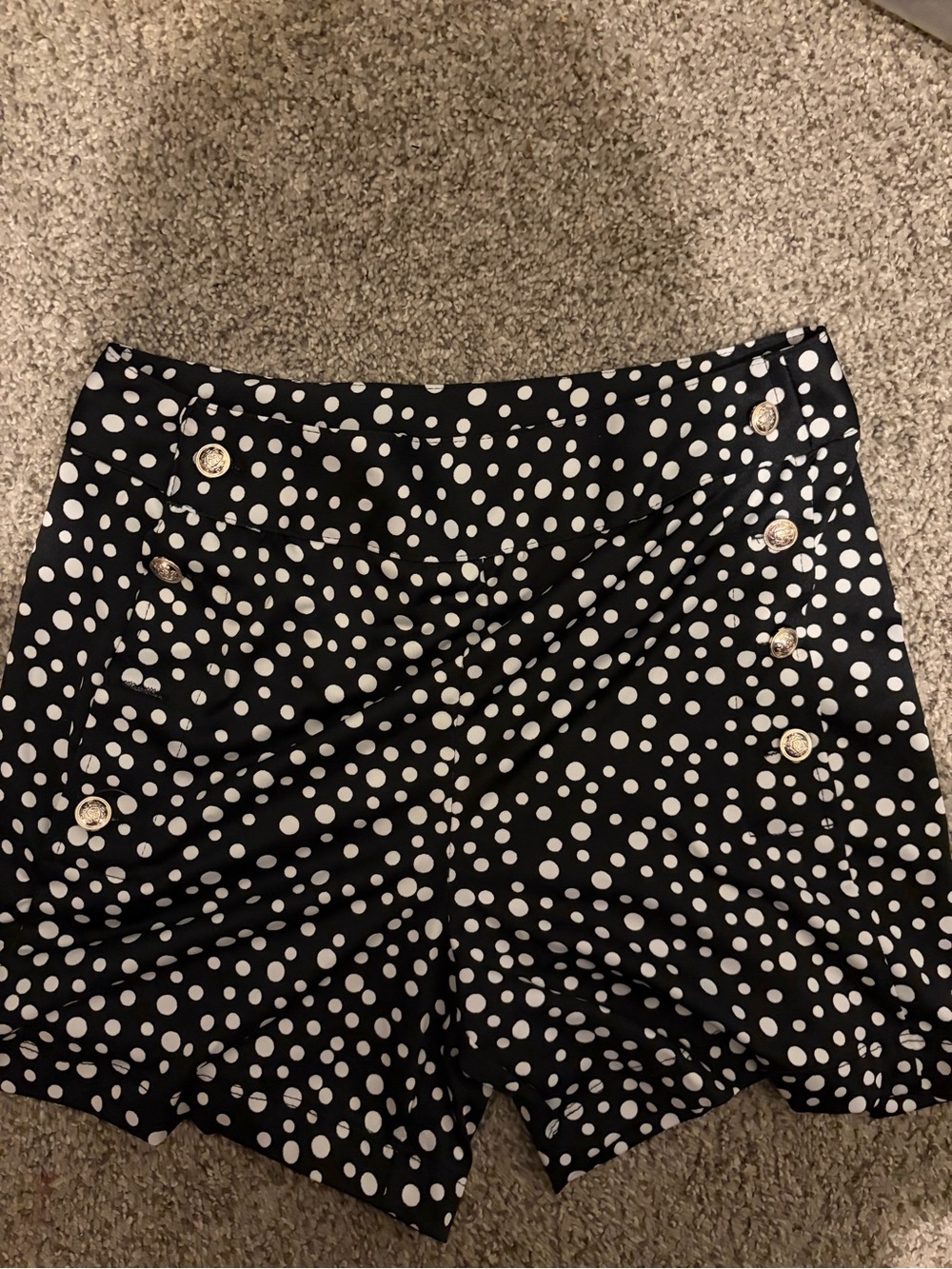 IC COLLECTION Black and White Polka Dot High-Waist Shorts